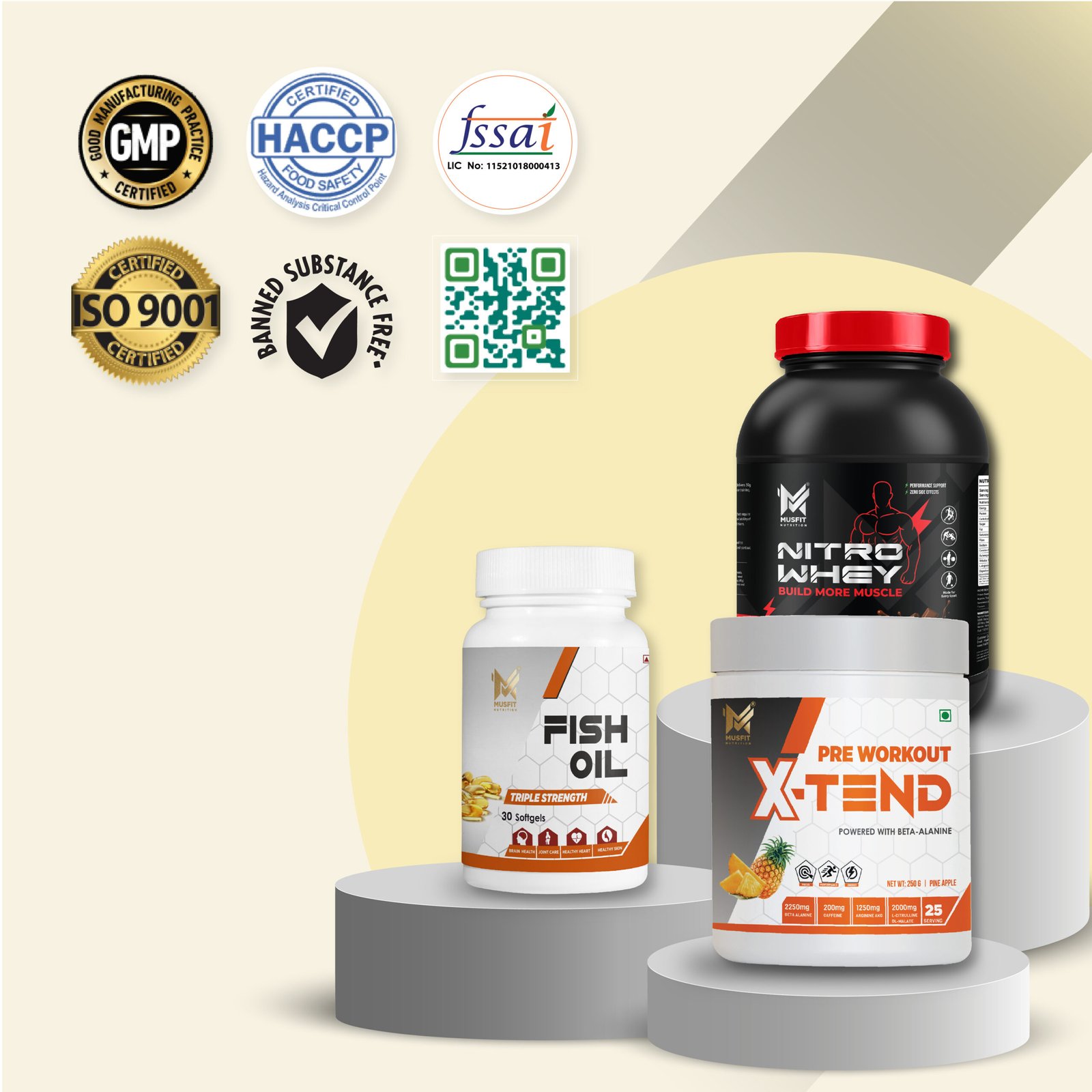 Combo Offer Fish Oil + Nitro Whey + X-TEND Pre Workout