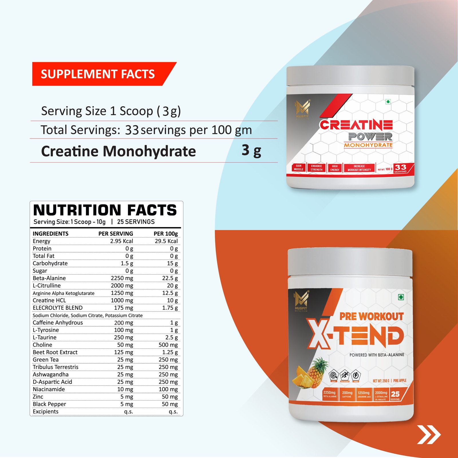 Combo Offer 2 X-TEND Pre Workout + CREATINE Power